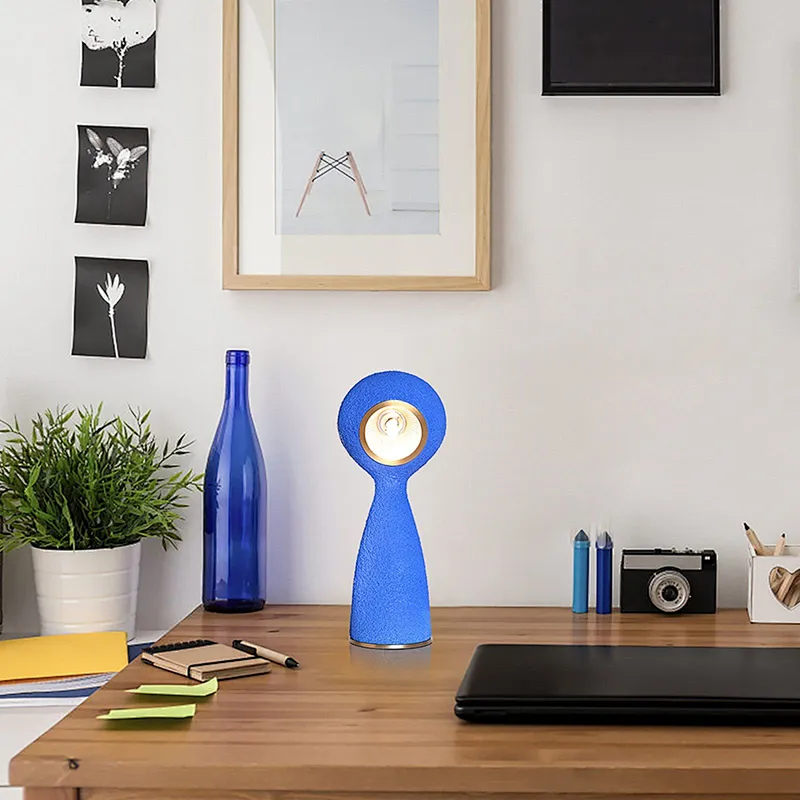 Elegant magical-drip dimmable Klein Blue solid resin desk table lamp